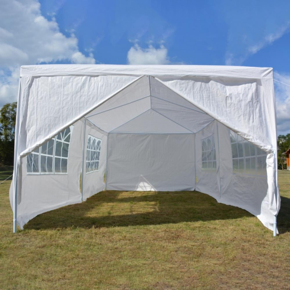 Wedding Sunshades Shelter Waterproof Commercial Tent for Events 10 x 29.5 x 8.5ft Outdoor Patio Canopy 10 x 20 x 8.5 ft, White 6 Sides Wall Heavy Duty Gazebos Party with 5 Removable Sidewalls 