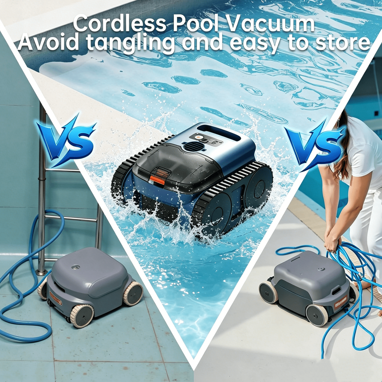 Seauto Cordless Robotic Pool Cleaner – Sonar Navigation, Auto Path Planning, Tangle-Free Design, Wall Climbing & Energy Efficient Cleaning for In-Ground and Above-Ground Pools