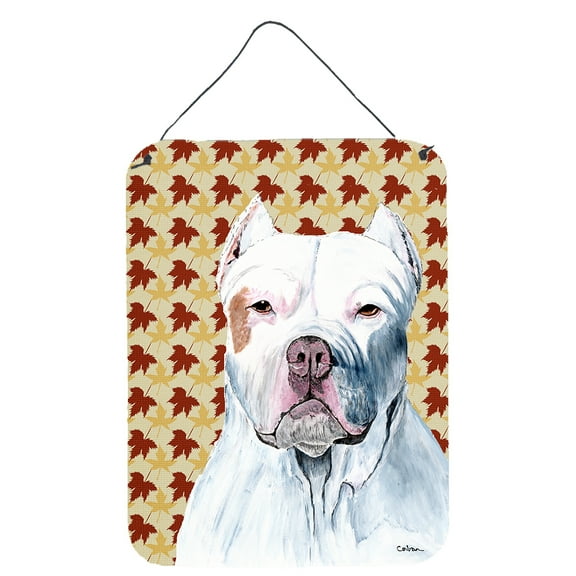 Pit Bull Fall Leaves Portrait Wall or Door Hanging Prints