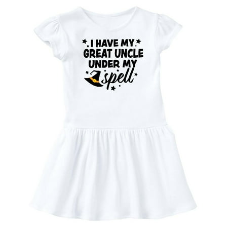 

Inktastic I Have My Great Uncle Under My Spell with Cute Witch Hat Gift Baby Girl Dress