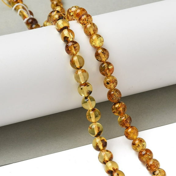 Natural Amber Beads Strands Round 6mm Hole: 1mm about 63pcs/strand 14.88''(37.8cm)