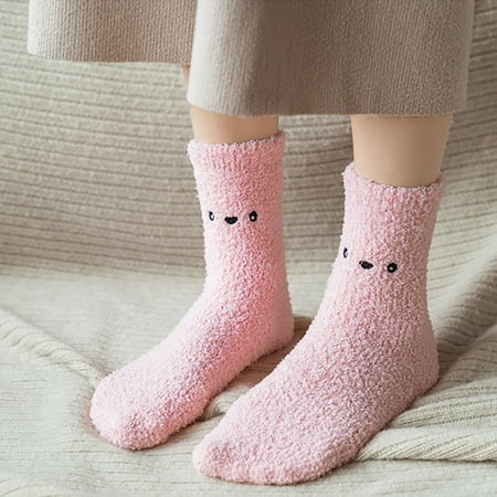 

Yedhsi Hot Socks Fashion Keep Warm Women Fashion Solid Color Animal Embroidery Thick Socks