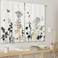 thumbnail image 3 of Beige Floral Kitchen Curtains Boho Flower Botanical Leaves Small Short Cafe Window Curtains Rustic Wildflower Plant Vintage Bathroom Drapes Treatment Tier Curtains 2 Panels (27.5x36 Inch), 3 of 6