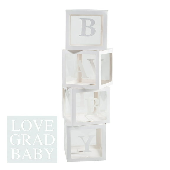 Balloon Block Boxes, Baby, Party Decor, 4 Pieces