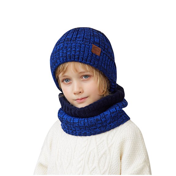 Kids Winter Hat and Scarf Set, 2Pcs Warm Knit Beanie Cap and Scarf for 1-11 Years Old