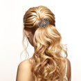 thumbnail image 2 of Unique Bargains 1 Pc Ponytail Buckle Hair Clip Stacked lines Hair Ponytail Cuff for Women Black, 2 of 5