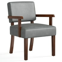 FAGAGA Mid Century Modern Accent Chair, Upholstered Oversized Chair, Ergonomics Armchair for Living Room, Reading Room, Reception Room, Bedroom, Dorm | Leather Gray