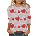 thumbnail image 2 of Qertyioot Cadeau de Saint-Valentin pour Femmes, Imprimé Décontracté, Manches Longues, Col Rond, 2 of 5