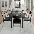 thumbnail image 6 of iPormis 63" Extendable Kitchen Table Set for 4-6 People, 7-Piece Large Dining Table Set With 6 Chairs,Mid-Century Modern Dining Room Table,Black, 6 of 8
