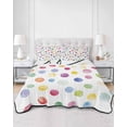 thumbnail image 3 of Colorful Polka Dot Summer Quilt Set Twin Size, Soft Microfiber Quilted Bedding Set with 2 Pillow Shams, Rainbow Polka Dot Watercolor Lightweight All Season Bedspread Coverlet for Bedroom 68"x86", 3 of 6