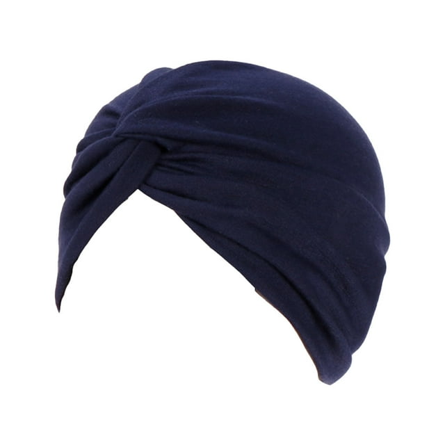 Qarigey Musulmanes Turbante Hijabs Gorras Cruz Pre-Atado Sombrero Indio Transpirable Elasticidad Beanie Chemo Cover Mujeres Headwear azul marino Type3 NO3 Qarigey AP010748-09B