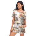 thumbnail image 5 of Women Pajama Sets Short Sleeve Sweatshirts Autumn Scene with Goats Eggs Casual Tops and Shorts, 5 of 7