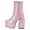 Pink, variant on Ankle Boots Solid High Heel Candy Color Heel Super High Heel Large Size Ankle Boots Womens Booties Green 40