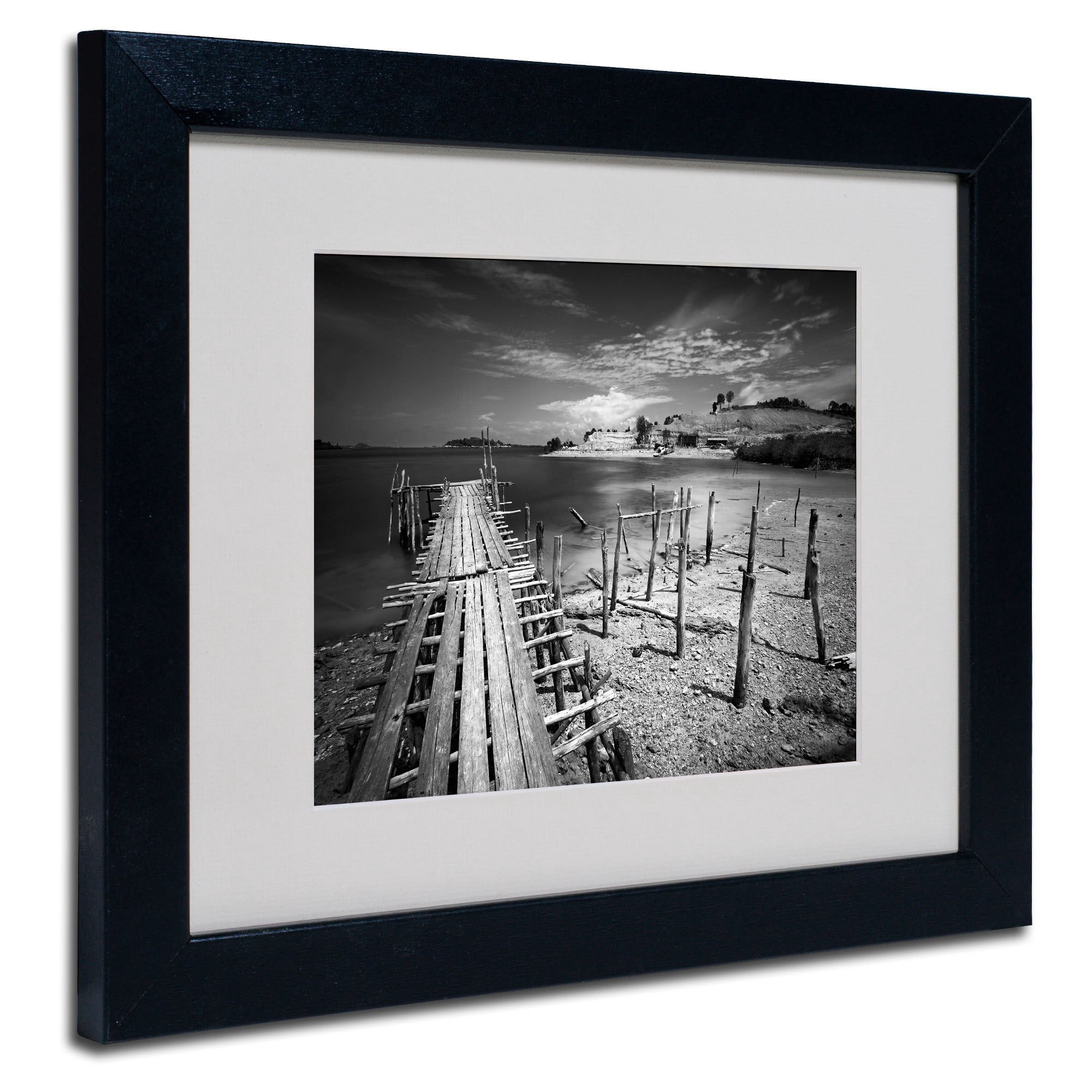 Matted art under acrylic in a black frame