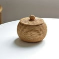 thumbnail image 6 of Triani Round Rattan Basket Box with Lid Hand-Woven Multi-Purpose Desktop Tray Storage Basket Decoration with Durable Rattan Fiber Round Tea Storage Box, 6 of 7