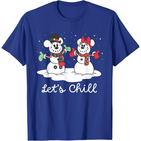 Mickey Minnie Snowmen Chill Winter Holiday Christmas DTG Print Unisex T-Shirt