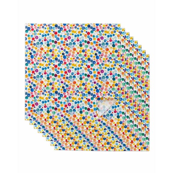 Cloth Napkins Set of 8 - 20x20 Inches, Colorful Polka Dot Washable Reusable Table Napkins, Rainbow Polka Dots Watercolor Soft & Absortbent Dining Napkin for Party Wedding Hotel Restaurant