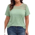 thumbnail image 3 of WellSize Women Plus Size Blouses Dressy Lace Crew Neck Tops Casual Short Sleeve Summer Shirts, 3 of 7