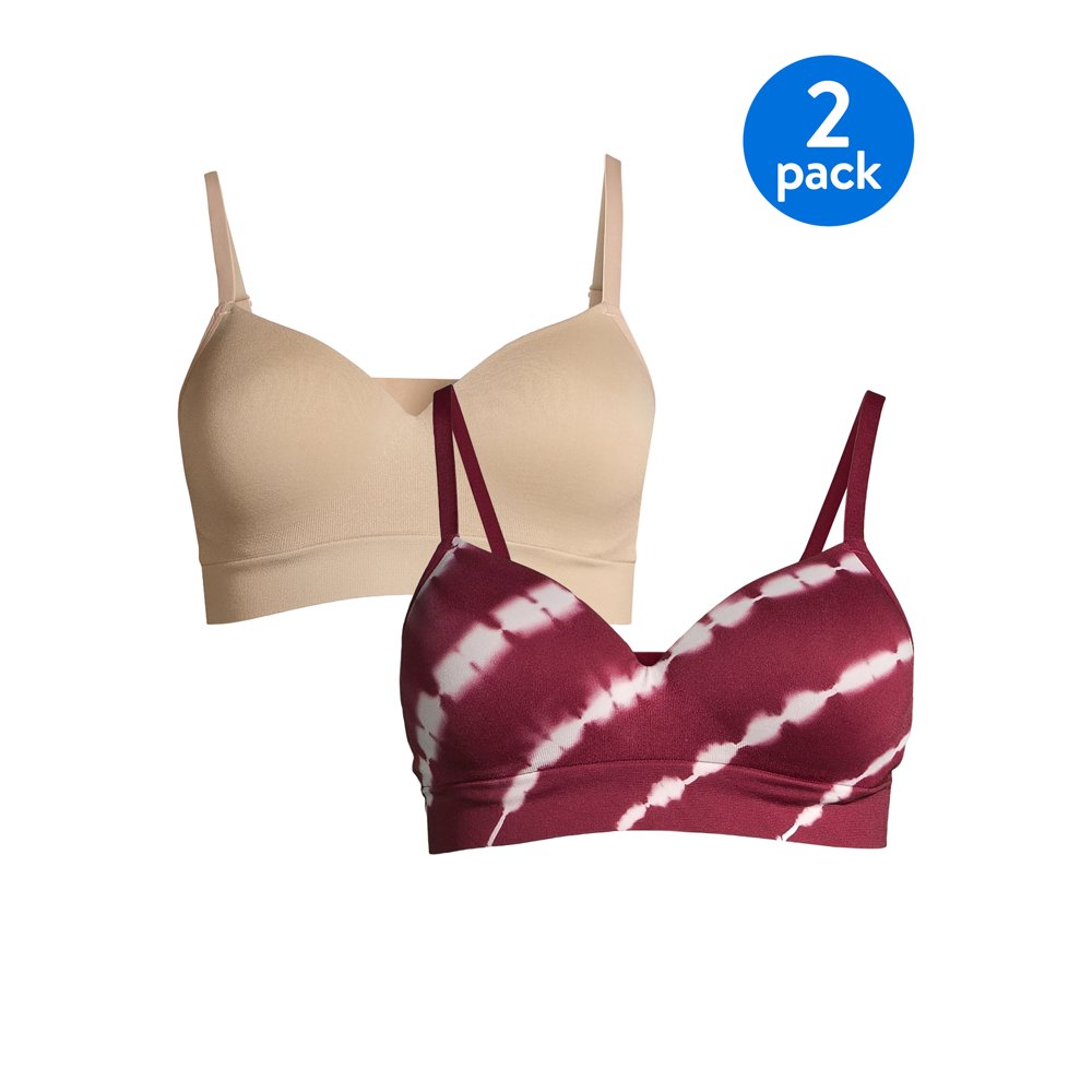No Boundaries No Boundaries Women's Seamless Comfy Bra, 2Pack
