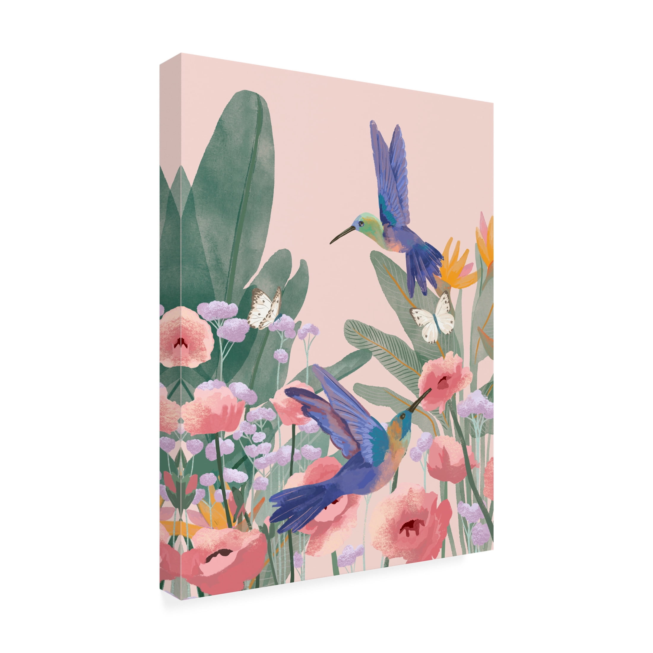 Trademark Fine Art Goed Blauw  Hummingbirds Canvas Wall Art
