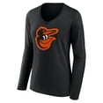 thumbnail image 2 of Women's Fanatics Black Baltimore Orioles Official Logo V-Neck Long Sleeve T-Shirt, 2 of 3