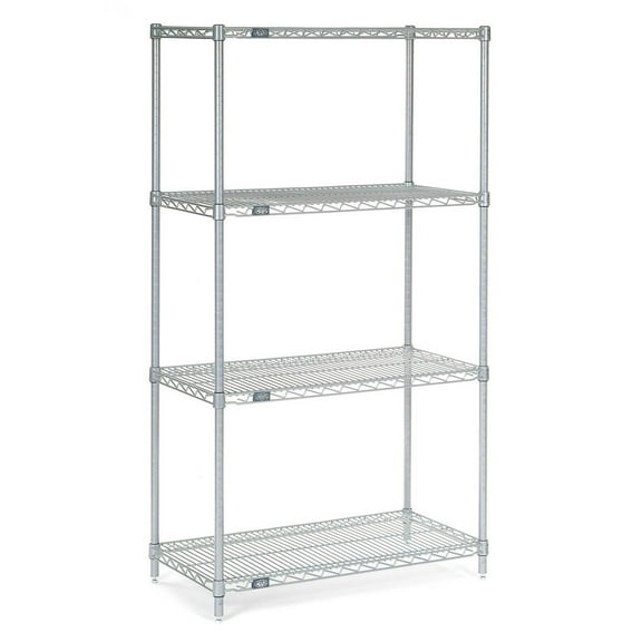 Nexel Stainless Steel Wire Shelving, 36"W x 24"D x 86"H