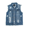 thumbnail image 4 of Victorious Men's Classic Distressed Biker Denim Jean Vest DK101 - Indigo - 2X-Large, 4 of 7