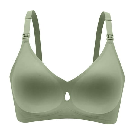 DXOUPM Nursing Bras for Breastfeeding Seamless V Neck Maternity Bra Women Pregnancy Breastfeeding Bra Green M