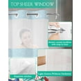 thumbnail image 4 of No Hook Shower Curtain with Snap in Liner, Ocean Starfish Seashell Coral Teal Striped Hotel Shower Curtains for Bathroom, Washable Shower Curtain Liner Set with Mesh Top Window, 60"x72", 4 of 6