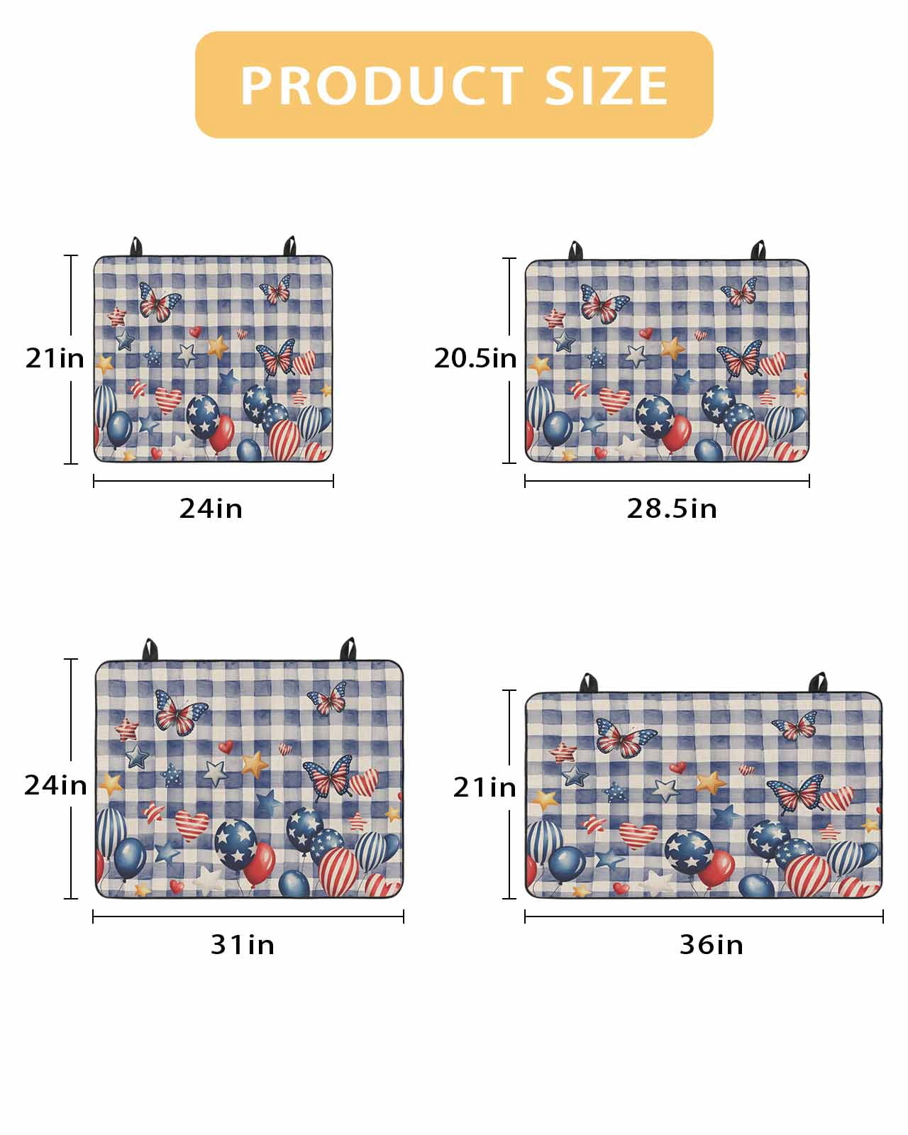 Large Induction Cooktop Protector Mat Independence Day Stove Top Covers for Electric Stove, Flag Balloons Butterflies Blue Plaid Decorative Stove Burner Cover Mats, Glass Top Stove Cover