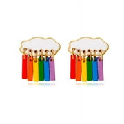 Shinycome Hypoallergenic Colorful Enamel Earrings Rainbow White Clouds Raindrop Earrings