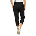 thumbnail image 6 of BLVB Women's Hiking Capri Pants Elastic Waist Lightweight Golf Cargo Crop Pants for Work Casual Office with Pockets, 6 of 7