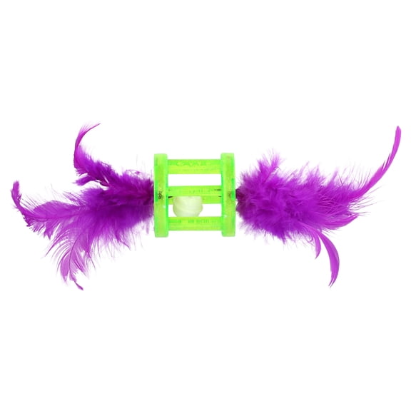 Vibrant Life Green and Purple Feather Rattle Cat Toy