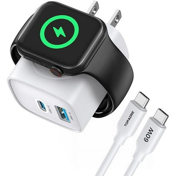 for Apple Watch Charger with 20W Fast Charging Block, 3 in 1 PD USB C Wall Charger Block for iWatch Series Ultra/9/8/7/6, Compatible with iPhone 16/16 Pro/iPhone 15 Series, White