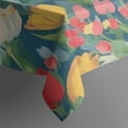 thumbnail image 5 of Pioneer Flower Floral Print Pattern Square Tablecloth,Waterproof Square Table Cover,Wipeable Spillproof Washable Table Cover for Home Kitchen Party Decor 60"x60"(152x152cm), 5 of 6