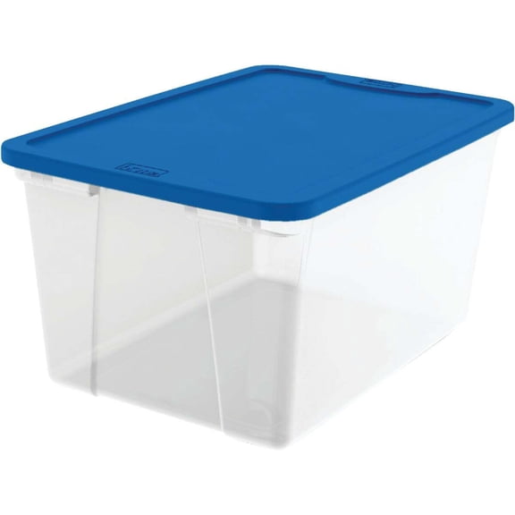 Homz Clear Storage Tote 64 Qt Stackable - Rectangular Plastic Storage Box with Lid