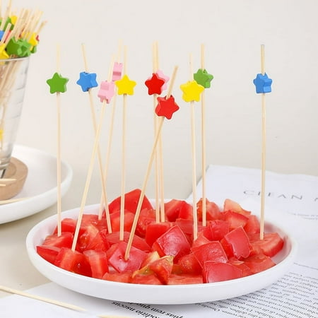 

FRCOLOR 100pcs Star Shape Cocktail Picks Dessert Sticks Disposable Food Toothpicks Party Accessories