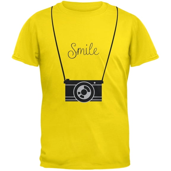 Smile Hanging Camera Yellow Adult T-Shirt - Small