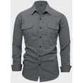 thumbnail image 2 of Men's Cotton Long Sleeve Work Shirt Casual Outdoor Cargo Shirt, 2 of 6