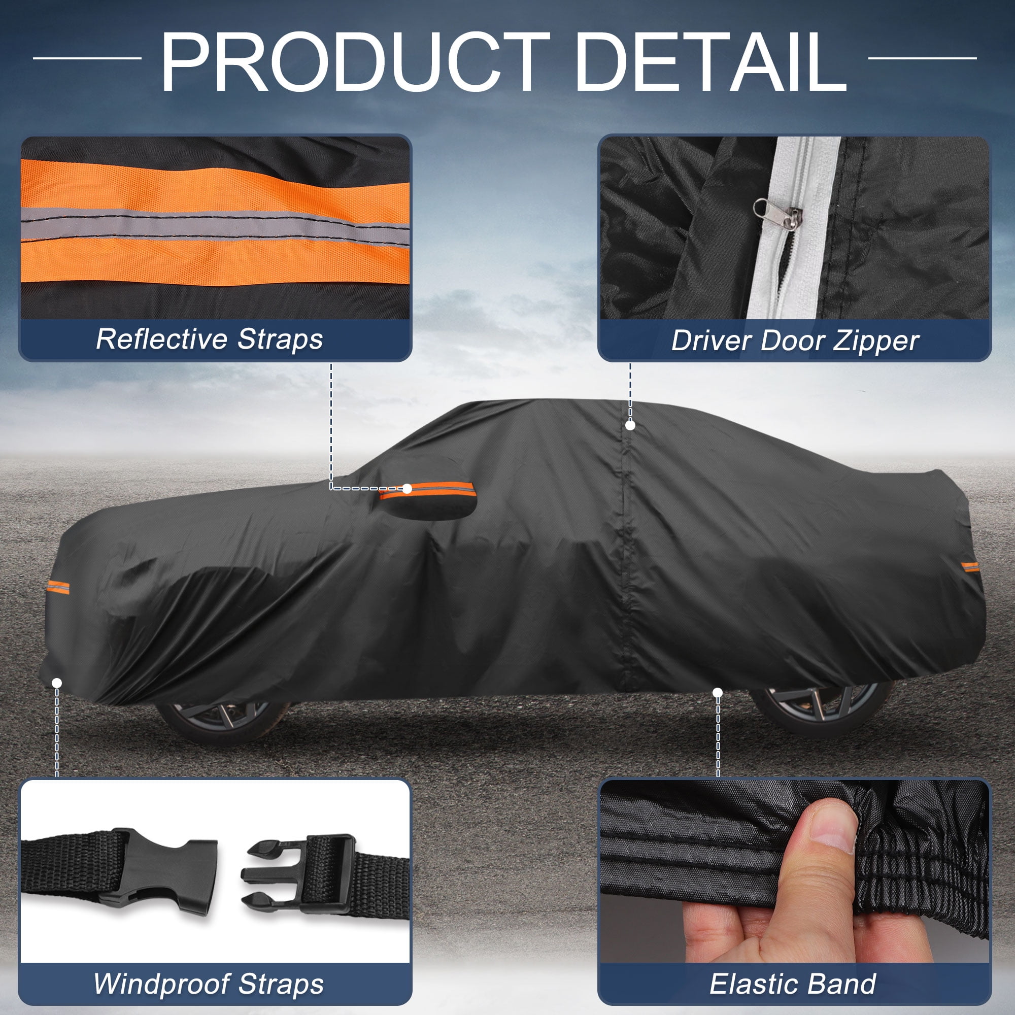 Unique Bargains Full Car Cover Black for Mazda MX-5 Miata 157.48"x68.9"x45.28"