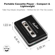 Reshow Portable Cassette Player, USB Cassette to MP3 Converter, Tape Digitalizer for Laptop and PC, Black