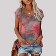 thumbnail image 2 of Xmyrz Womens T Shirts Loose Fit Low Neckline Ultra Summer Loose T-Shirt V Neck Short Sleeved Printed Casual Tops Casual Blouses, 2 of 6