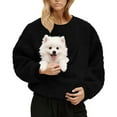 thumbnail image 2 of UQJfacai Womens Pet Pouch Creneck Sweatshirt Fuzzy Fleece Oversized Sweater Wearable Cat Small Dog Carrier Long Sleeve Pullover Tops, 2 of 5