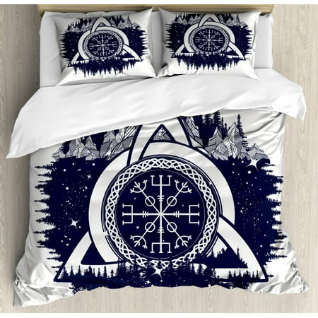 Blue And White Duvet Cover Set Celtic Knot With Tridents Forest