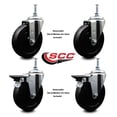 thumbnail image 2 of 5 Inch Soft Rubber 12MM Threaded Stem Caster Set 2 Brakes SCC, 2 of 2