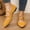 Yellow, variant on Women's Double Strap Pointed Toe Mary Jane Flats Faux Suede Adjustable Buckle Cutout Casual Dress Flat Shoes For Daily Wear Black 6