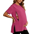 thumbnail image 2 of Frostluinai Women's Nursing Shirts for Breastfeeding with Hidden Zippers Loose Fit Short Sleeve Maternity Tops Crewneck Slit Pregnancy Clothes, 2 of 10