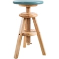 thumbnail image 5 of eHemco Swivel Solid Wood Adjustable Bar Stool, 18.9 to 25.2 Inches, Natural Base with Teal Top, 5 of 7