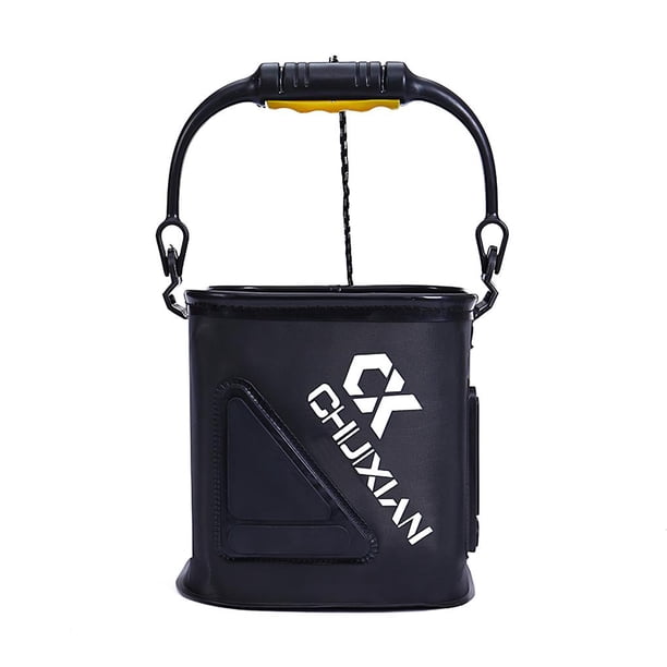 Soidarity Cubo plegable de EVA para cebo de pesca, cubo de señuelos vivos para peces, Cubo portátil multifunción con cremallera para peces con asa, Pescar Negro Soidarity OD010717-02