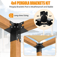 thumbnail image 5 of Pergola Brackets 12 Gauge Heavy Duty Steel Modular Modern Outdoor Pergola Hardware Kit DIY Elevated Wood Stand kit Includes 4 Bracket Shoulders 4 Boots for 4x4 (Actual: 3.5x3.5 Inch), 5 of 8